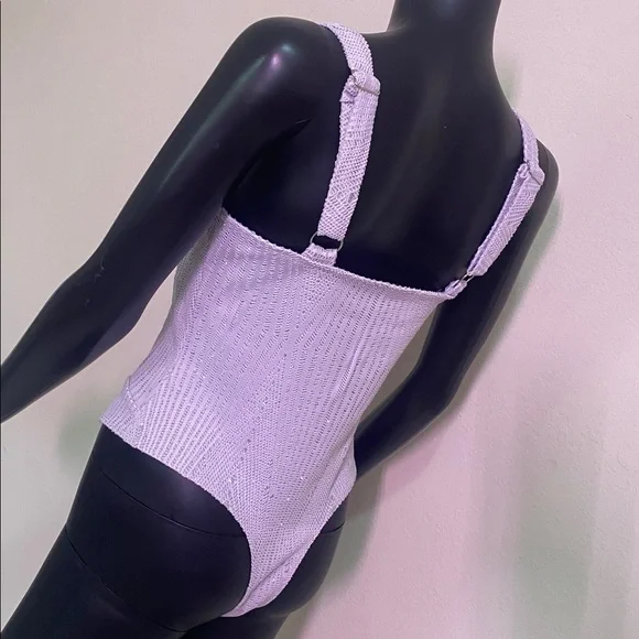 Haute Monde Lavender Textured Bodysuit with V-Notch - Picture 6 of 13